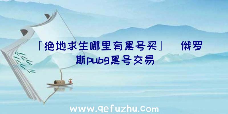 「绝地求生哪里有黑号买」|俄罗斯pubg黑号交易